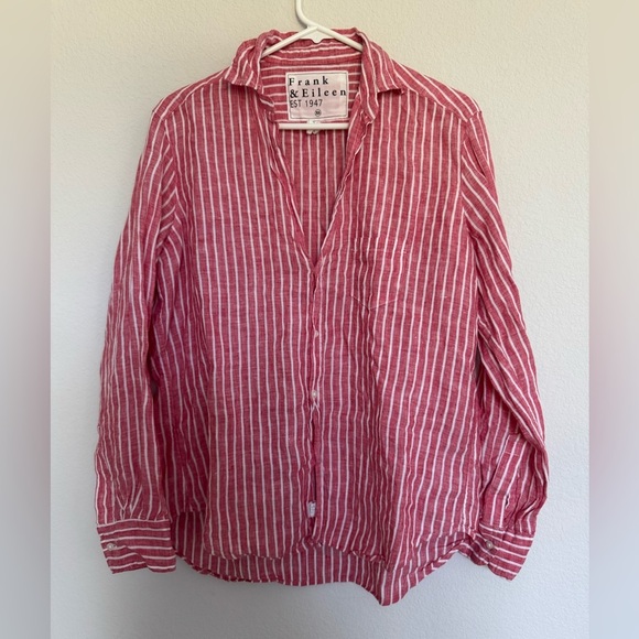 Frank & Eileen “Eileen” Linen stripe button down shirt XS - Picture 4 of 7